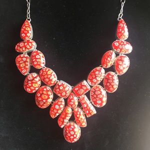 RED MILLEFIORI NECKLACE Sterling FIRM